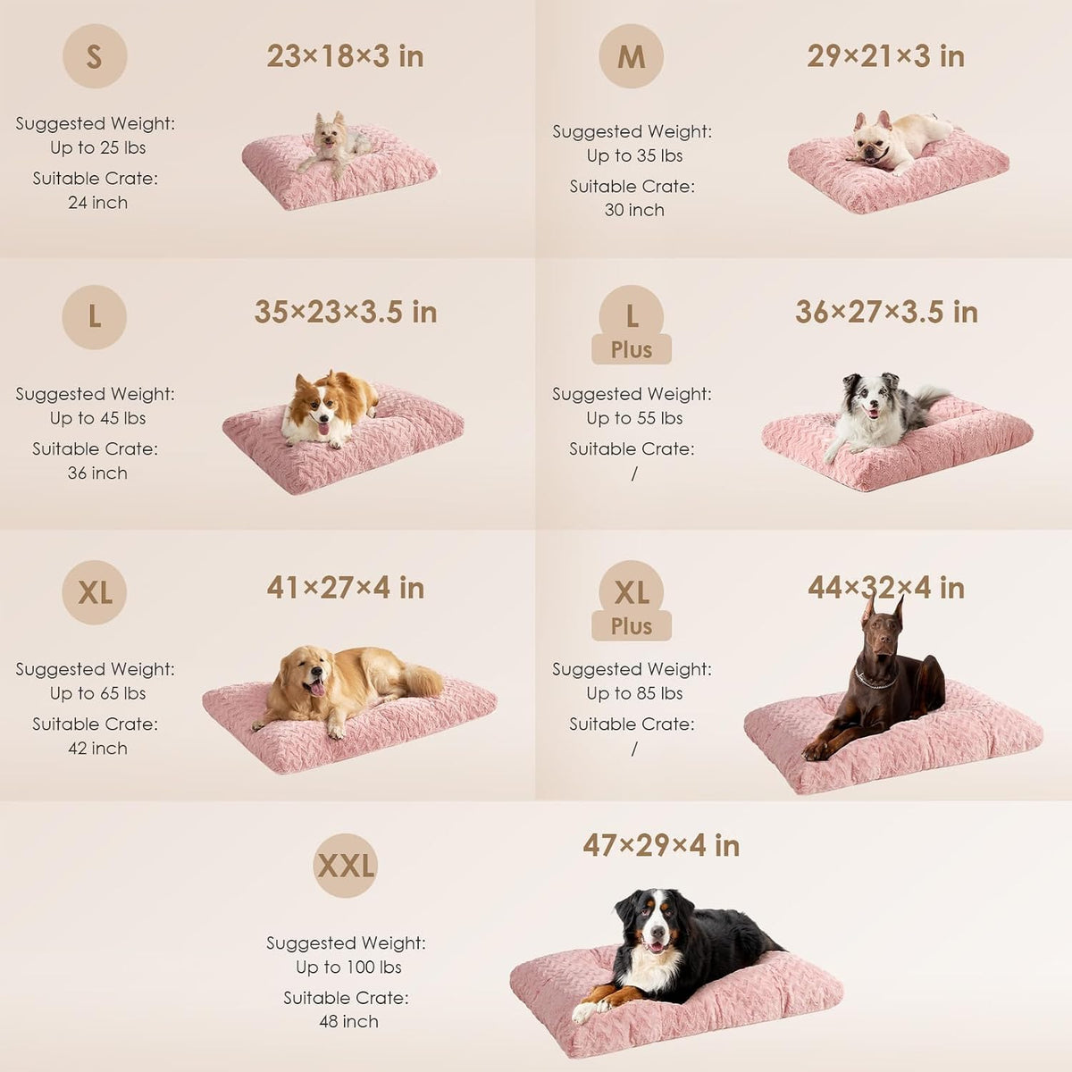 EHEYCIGA Washable XL Dog Beds Large Sized Dog - Pink / 36" x 27" x 3.5" - image 3