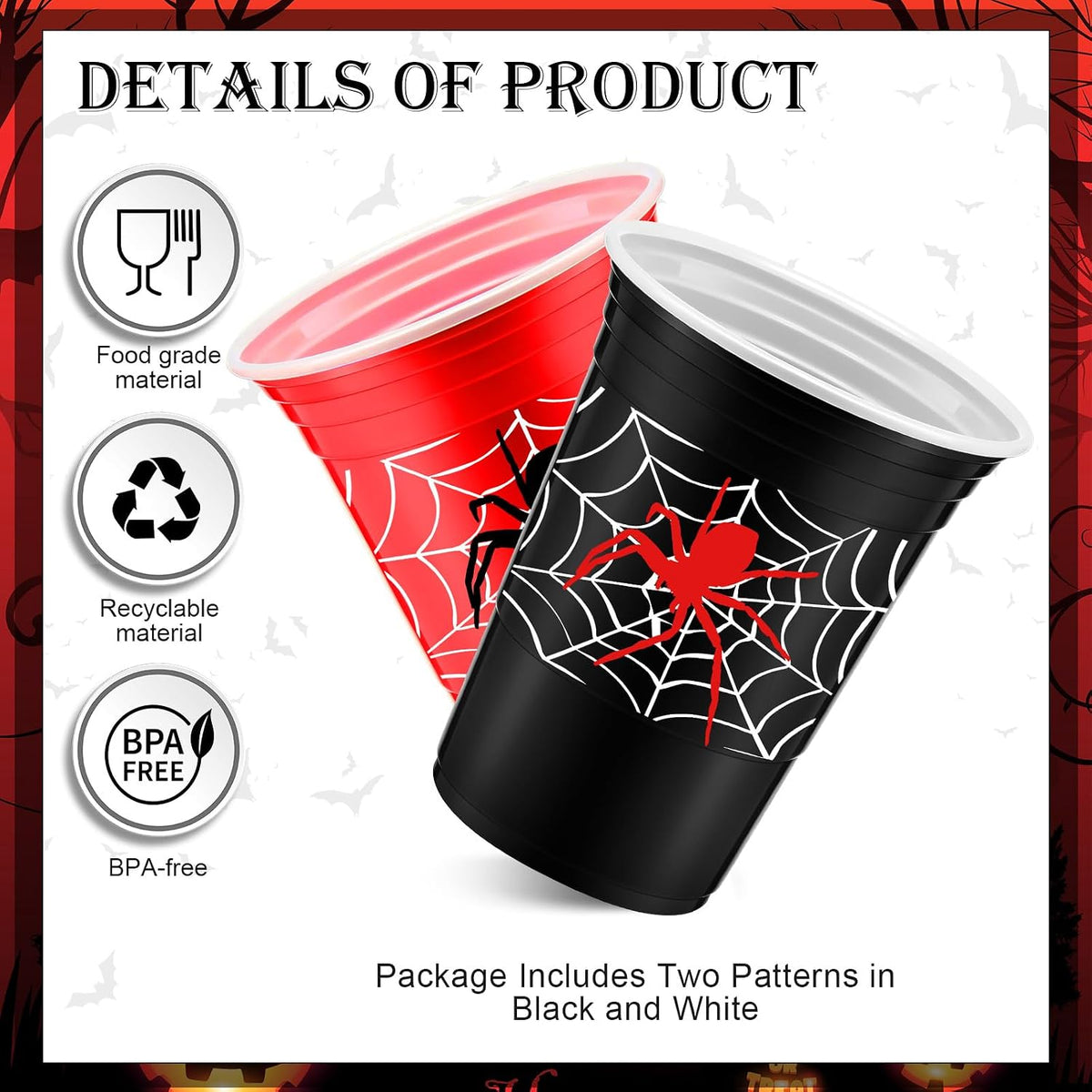 Norme 48 Pcs Checkered Flag Plastic Cups - Spider - image 2