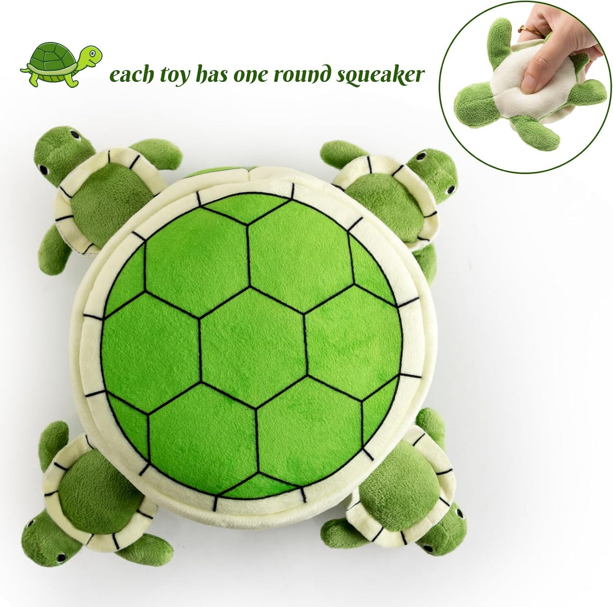 Hollypet Squeaky Hide and Seek Dog Toys for Small and Medium Dogs - Turtle - image 4