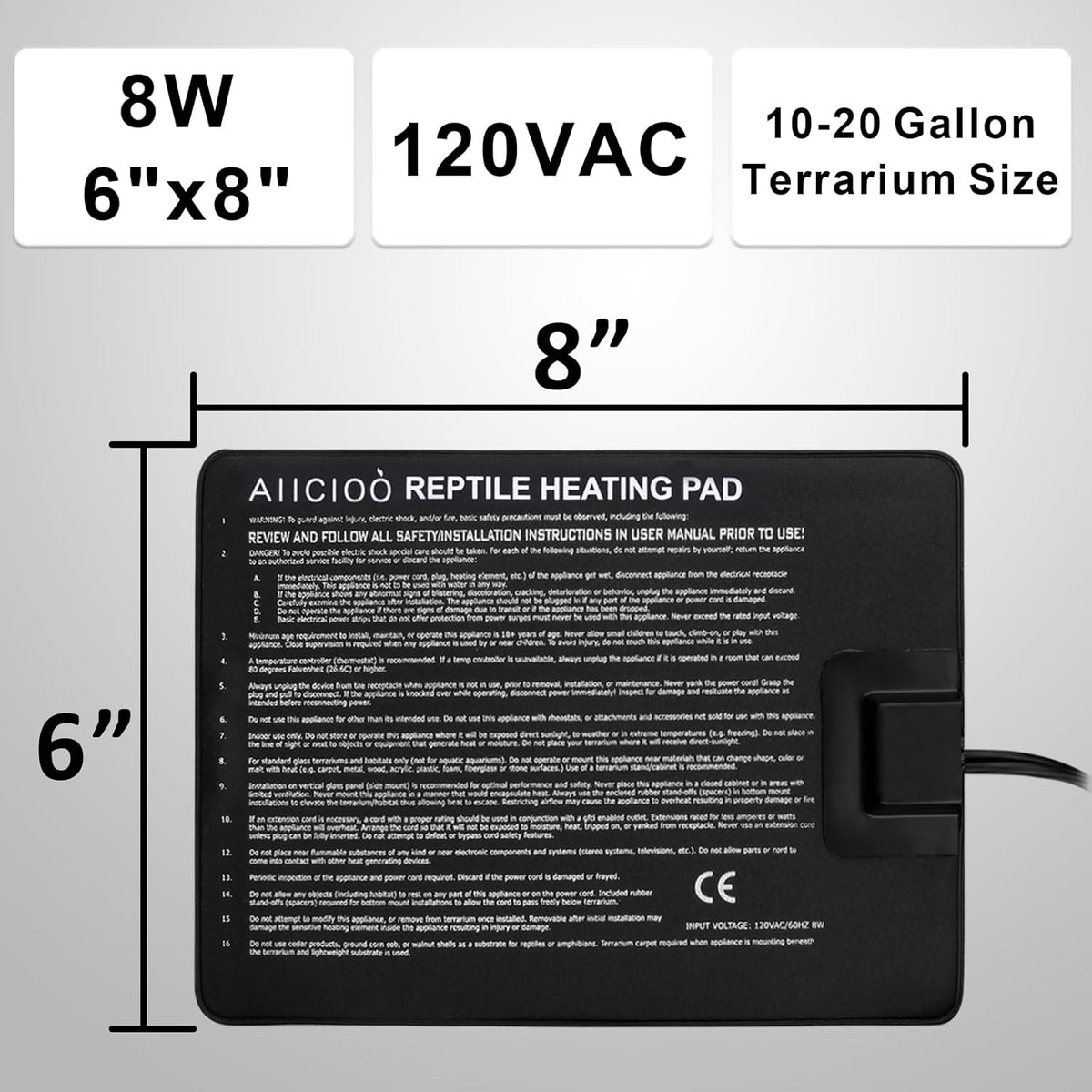 Aiicioo Reptile Heating Pad - 6" X 8"(8W) - image 2