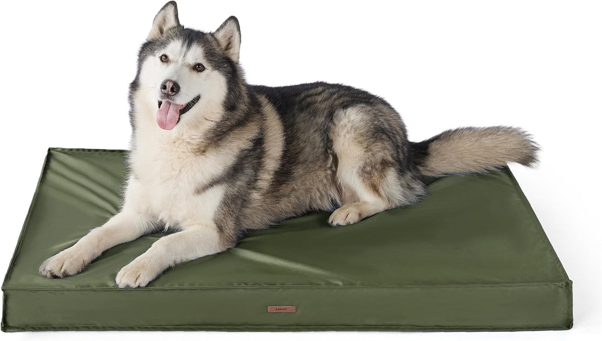 LE SURE Outdoor Waterproof Dog Beds Large Sized - 48"L x 30"W x 4"Th / Olive Green