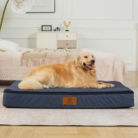 Orthopedic Memory Foam XXL Dog Bed - 6" Thick Beds for Extra Large Sized Dog - Waterproof Removable Washable Cover & Wrap-Around Zipper - Ultimate Comfort & Easy Maintenance, Navy