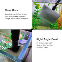 AQUANEAT 6 in 1 Fish Tank Cleaning Tools, Aquarium Cleaner Set with Adjustable Handle, Including Algae Scraper, Sponge Pad, Fish Net, and Brush