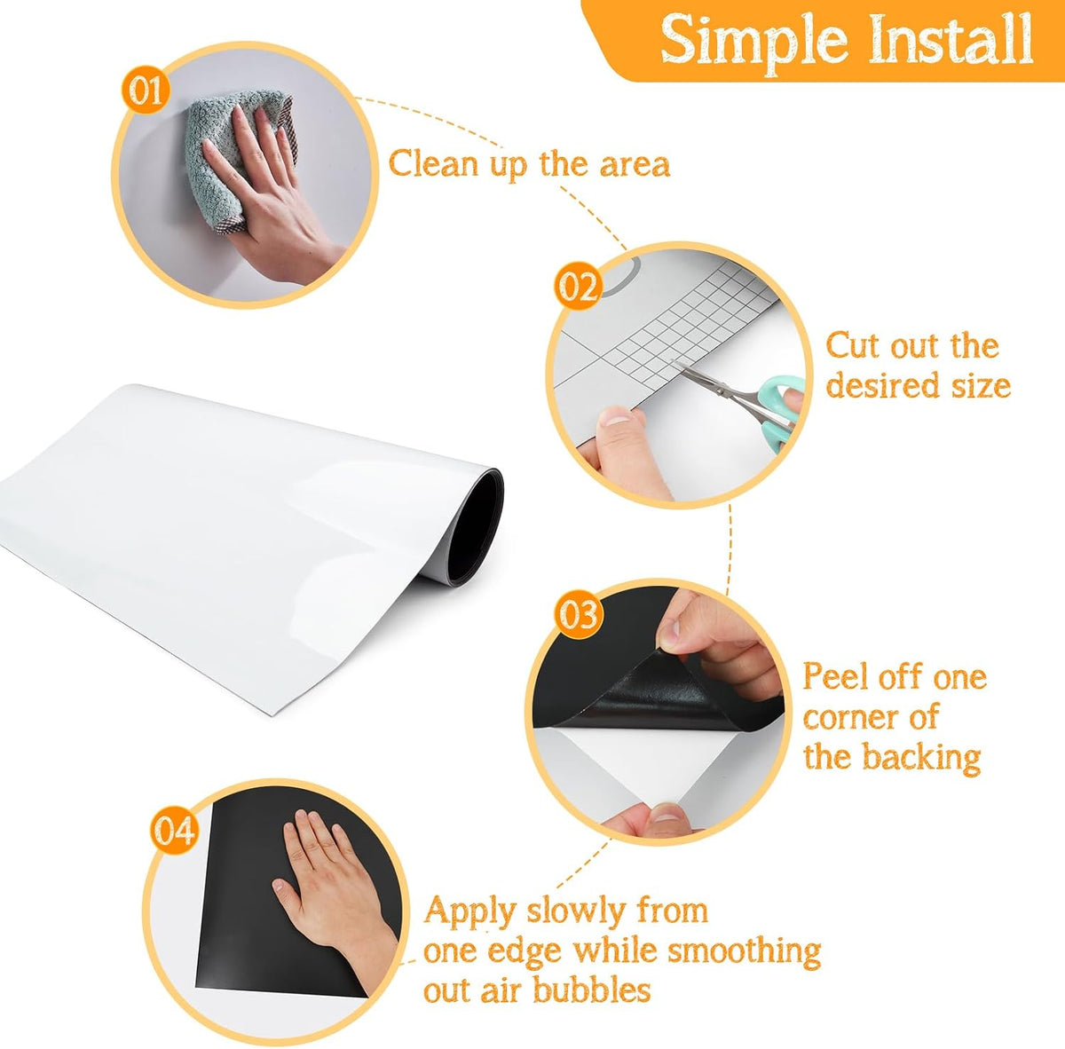 Magnetic Whiteboard Contact Paper - White 1pc / 79"W x 18"H - image 3