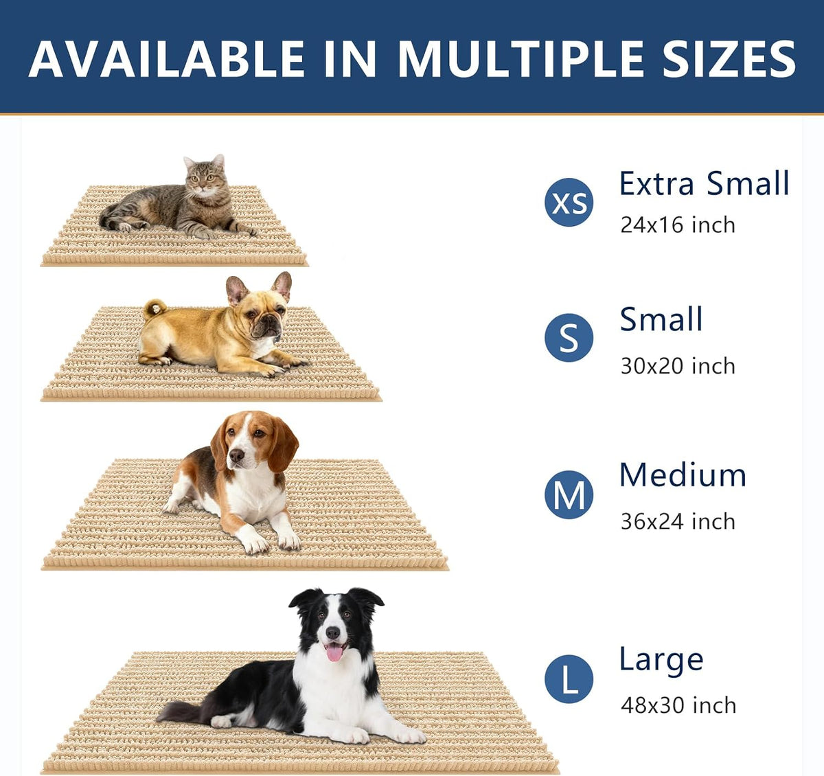 Smiry Dog Door Mat for Muddy Paws 30x20 - Layered Pattern / Layered-Beige / 71"X46" - image 3
