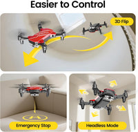 DEERC D20 Mini Drone for kids 1080P HD FPV Camera Remote Control - D20-Red - image 4