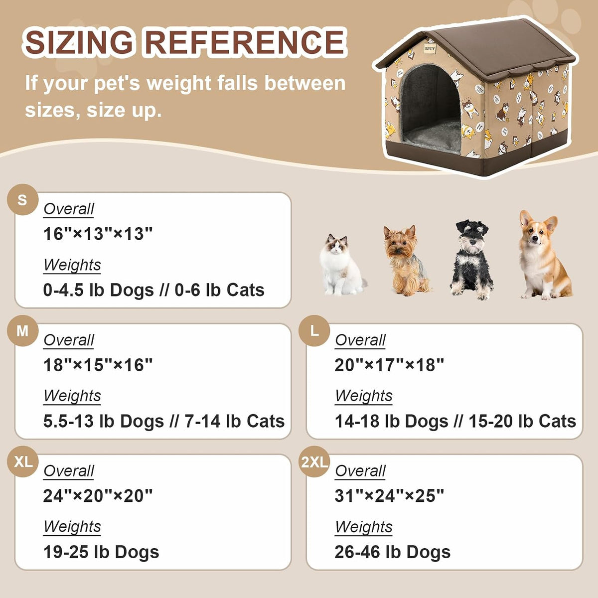Dog House Indoor, L Size Indoor Dog House for Medium Dog – Essentials for Dogs - Brown / S - image 4