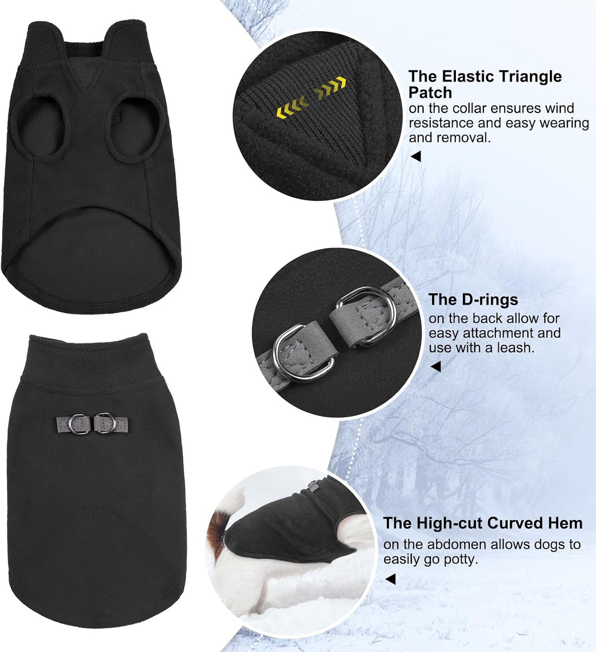 Dog Fleece Vest Sweater Winter Jacket for Small and Medium Large Dogs - X-Large / BLACK - image 2