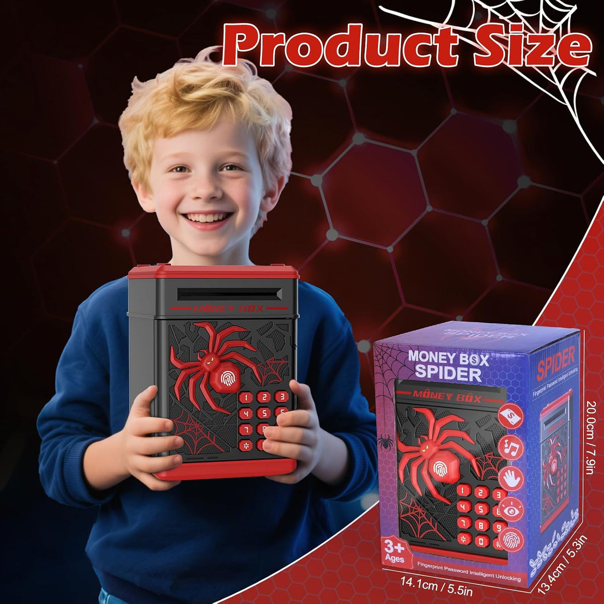 Spider Fingerprint Piggy Bank - Black - image 4