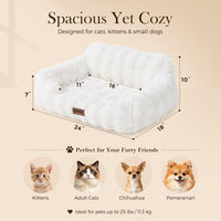 Orthopedic Cat Couch Bed for Indoor Cats - 24.0"L x 18.0"W x 10"Th / Ivory White - image 2