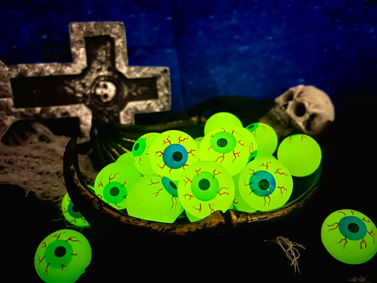 GiftExpress 24ct 1.3" Extra Large Glow in the Dark Eyeballs Bouncy - 48 - image 2