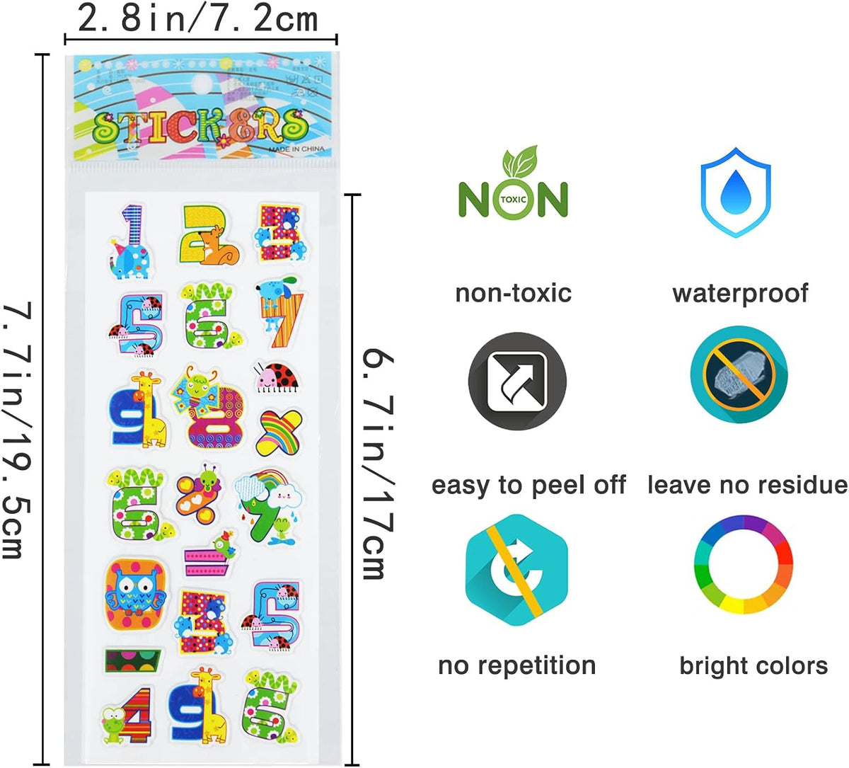 24 Sheets 3D Puffy Stickers for Toddlers Kids Boys Girls – Fun for Kids & Family - Numbers and Letters - image 3