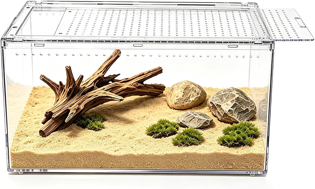 【No Assembly】 Reptile Tank Enclosure with Magnetic Button.16" * 10" * - 8" * 6" * 4"