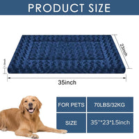 Dog Bed Mat,Reversible & Ultra Soft Kennel Pad-Machine Washable Pet Bed for Dogs & Cats-All-Weather - 35.0" L x 23.0" W x 1.5" Th / Navy Blue - image 2