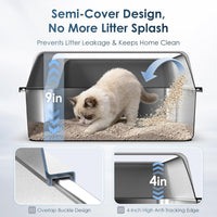 Suzzipaws Stainless Steel Cat Litter Box with Lid for Kittens & Small - 2PK with 5" Deep / 2.0 - image 2