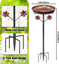 Metal Bird Bath for Outside - Vintage Brown, Flowers - image 3