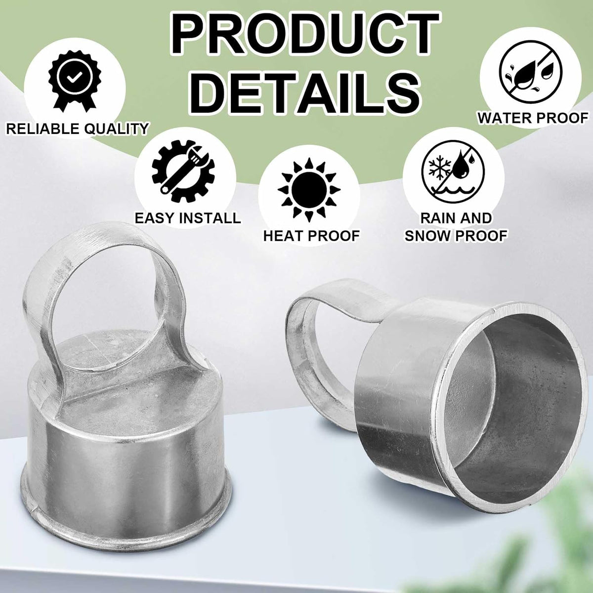 Therwen 12 pack aluminum chain link fence ring caps for 2-3/8 inch posts - view 17