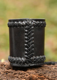 Ulfberth, Viking dice Cup with Embossed Motif, Genuine Leather - Thor's Hammer, Black - image 3