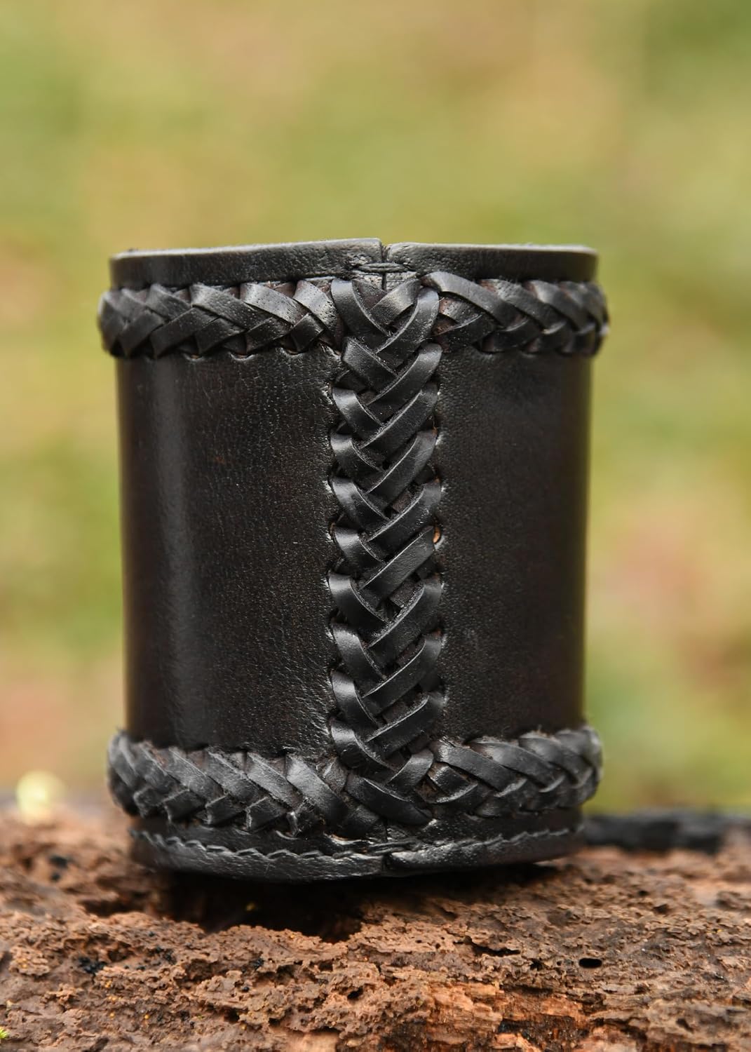 Ulfberth, Viking dice Cup with Embossed Motif, Genuine Leather - Thor's Hammer, Black - image 3