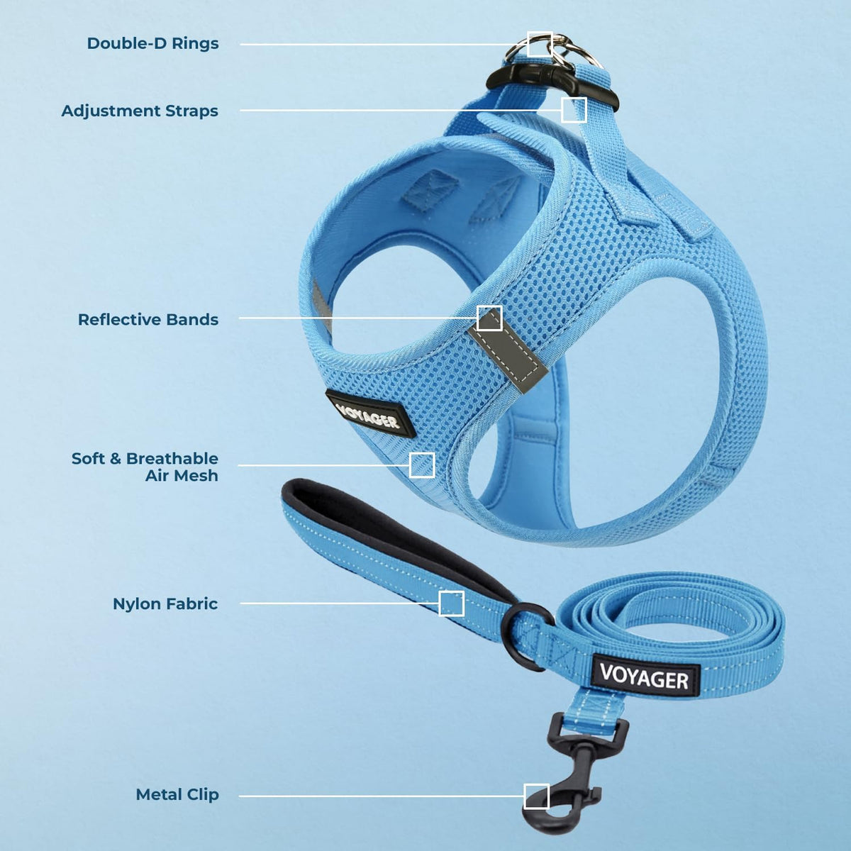 Voyager Step-in Air Cat Harness & Leash Set, XS - Sky Blue / XXXS (Chest: 11 - 12") - image 2