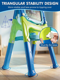 Lehoo Castle Easel for Kids 3-5, Magnetic Chalkboard Whiteboard – Fun for Kids & Family - Dark Blue, Light Blue, Green - image 4