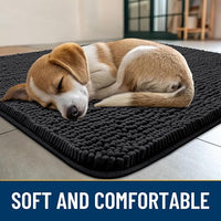 Smiry Dog Door Mat for Muddy Paws 70x24, Absorbs Moisture and Dirt Doormat, Non-Slip Washable Quick Dry Chenille Front Door Mat Indoor Entrance, Entryway Carpet for Inside Floor, Black