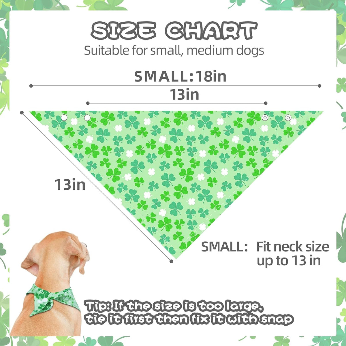 PAWCHIE Dog Bandanas Small Reversible Styles Pet Triangle Scarf Bibs - St. Patrick's Day Style / Small - image 3