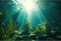 Under The Sea Aquarium Background Turquoise Underwater World Theme - 36(W)x18(H)in / Green