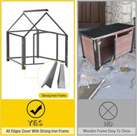 Aivituvin Dog House Outdoor with Metal Frame, Dog Kennel Outside for Small to Medium Breed, 45" Weatherproof Large Dog Shelter with Anti-Chewing Iron Frame, White (45" D x 32.9" W x 32.6" H)