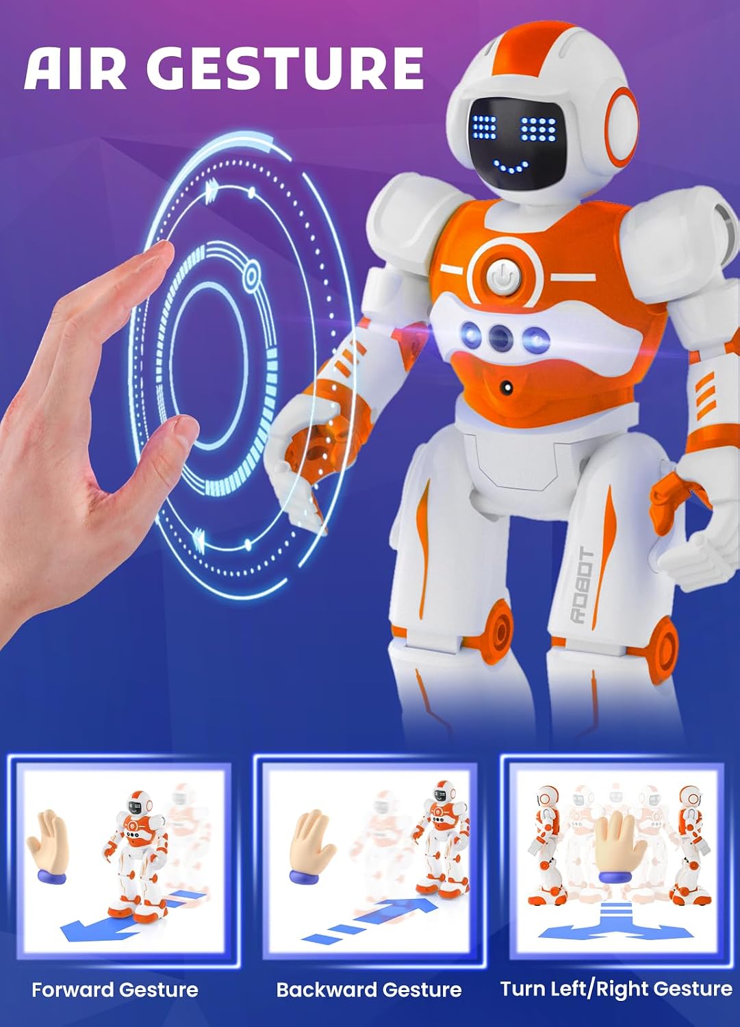 Robot Toys for Kids, Rechargeable Remote & Gesture Control Robots – Fun for Kids & Family - Orange - image 3