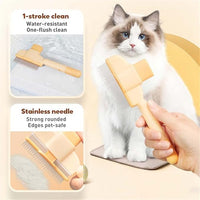 Avatore Zenbrush Cat Comb, Zen Brush for Cats, 2025 Upgraded Cat Brush with Release Button, Flea Comb for Cats, Click Self Cleaning Pet Hair Removal Combs