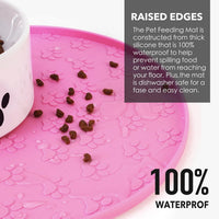 Silicone Pet Food Mat - Waterproof Dog & Cat Feeding Mat with High Lip to Prevent Spills & Protect - Pink - image 2