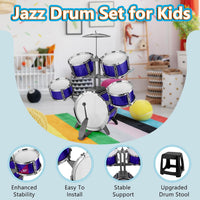 Toddlers Drum Set Kids Jazz Band Rock Kit for 3-5 Boys Girls Music Toy – Fun for Kids & Family - Blue - image 3