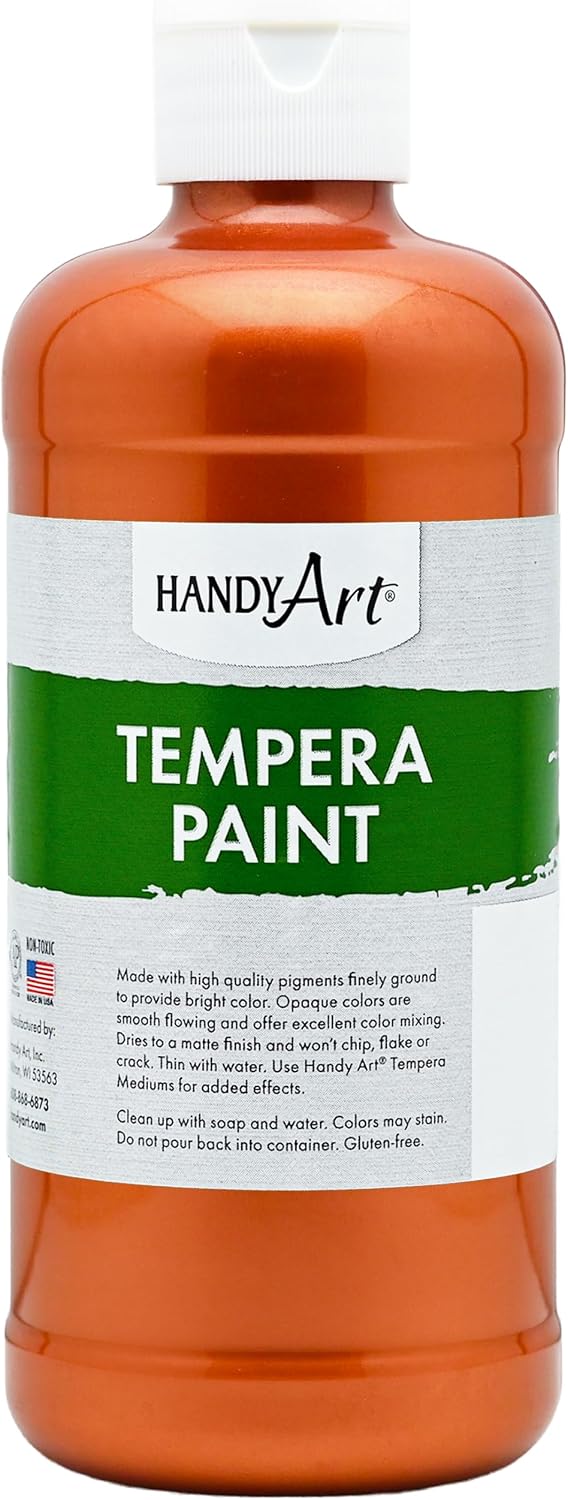 Handy Art metallic gold tempera paint in a 16 oz pint squeeze bottle with flip cap - view 7