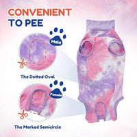 Breathable Dog Recovery Suit for Male/Female, Tie Dye Purple Dog Onesie for Abdominal Wounds, Cone E-Collar Alternative After Surgery to Anti-Licking, Professional Surgery Suit for Dogs Large