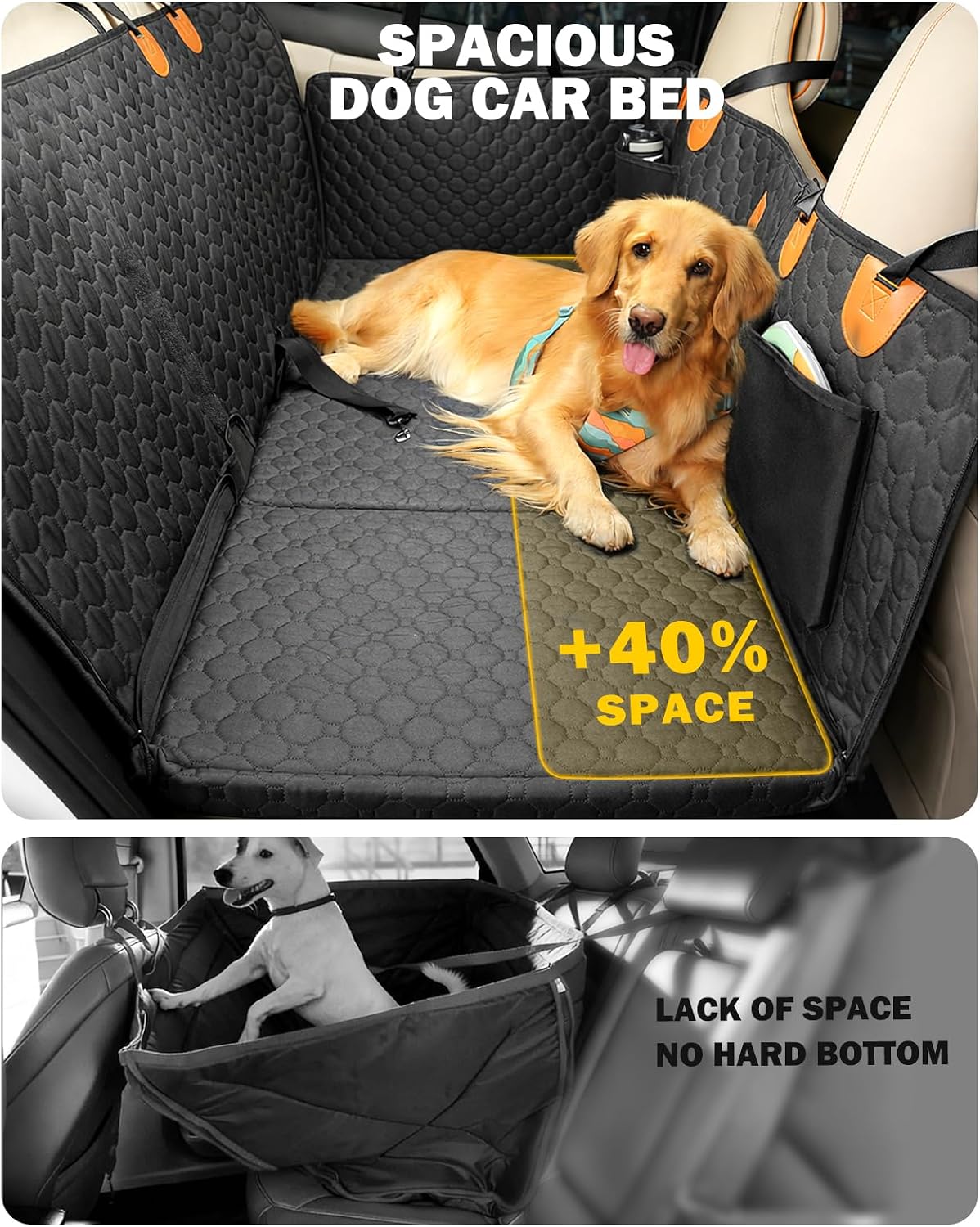 Back Seat Extender for Dogs - Black & Orange / L - For Cars/ Mid-Size SUV/ Small Truck - image 2