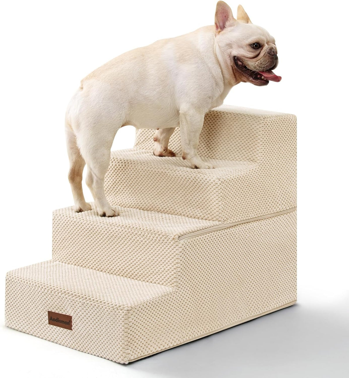 Dog Stairs for Small Dogs & Cats - Beige / 4-Step 18.5" H