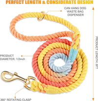 5 FT Handmade Rope Dog Leash for Small Medium and Large Dogs – Essentials for Dogs - 6FT x 1/2in (Pack of 1) / Colorful Rainbow - image 2