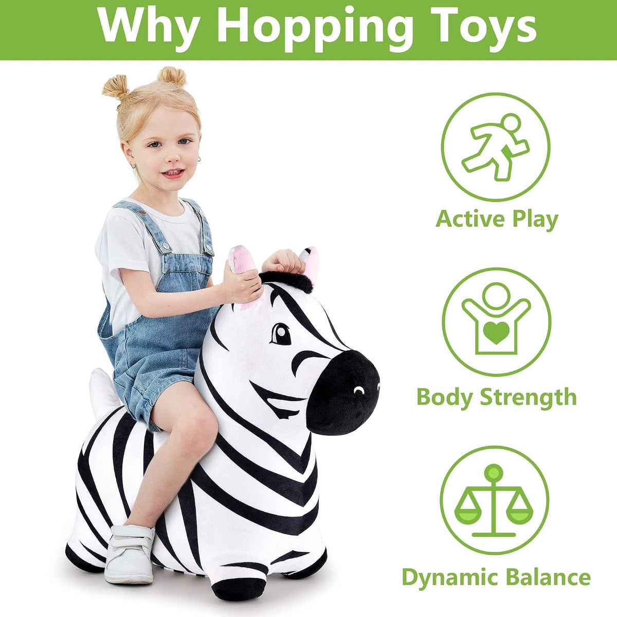 Bouncy Pals Bull Hopping Horse - Zebra - image 2