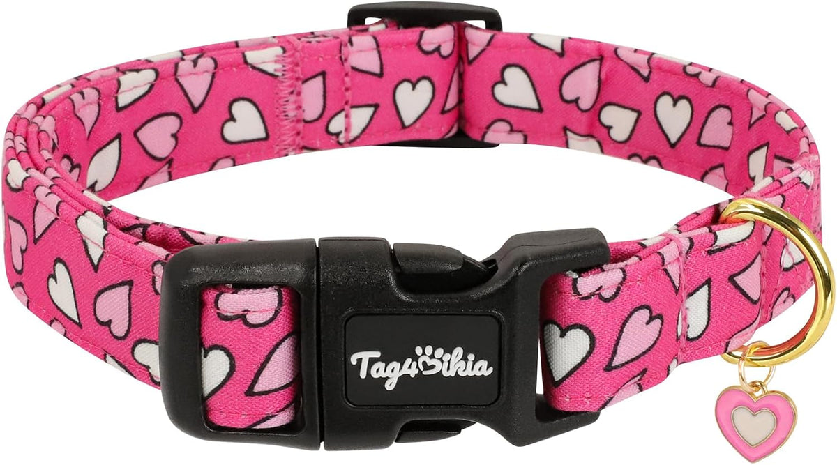 Dog Collar with Orange and Blue Plaid-M – Essentials for Dogs - Rose Red Loving Heart / S