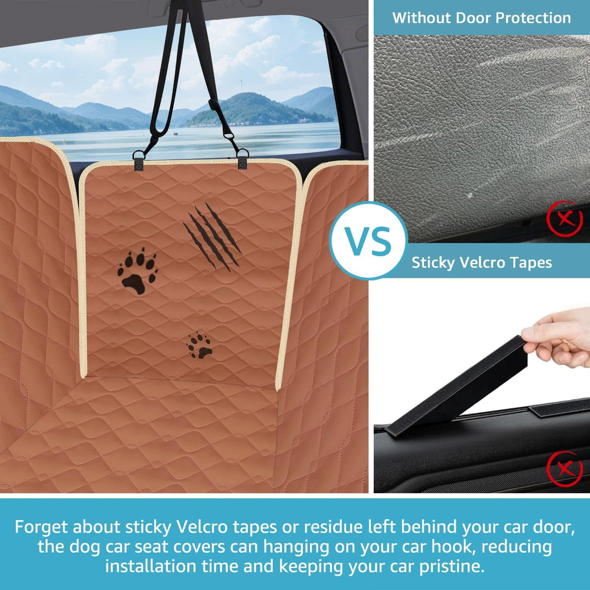 Lassie Dog Car Seat Covers for Back Seat with 2 Seat Belts - Brown / Standard - image 3