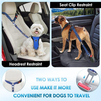 Lukovee Dog Seat Belt, 3-in-1 Headrest & Seatbelt Clip & Latch, 2 Pack – Essentials for Dogs - C-Blue Paw / A- Headrest with Clip + 2 in 1 Seat Belt - image 3