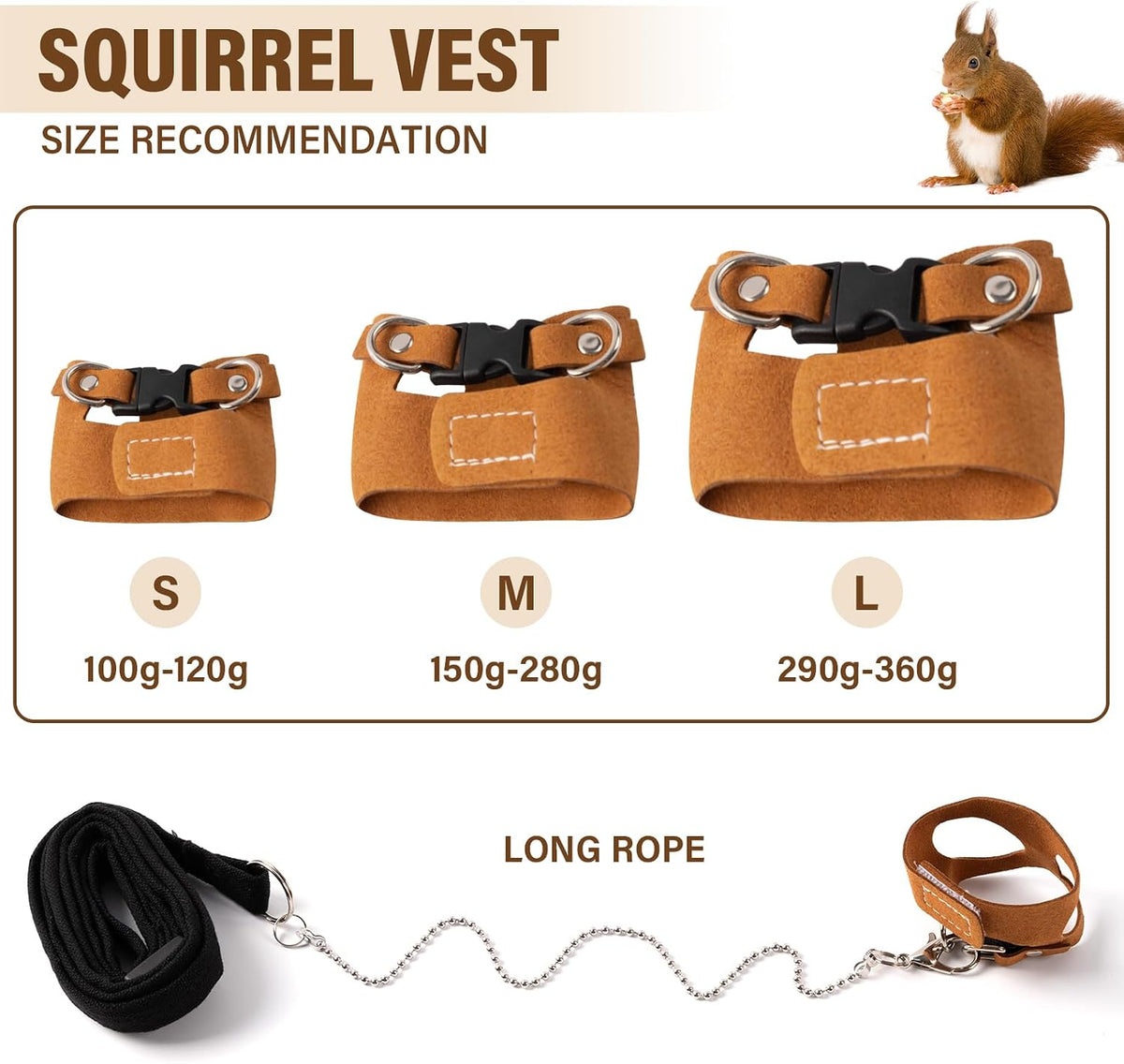 3Pcs Rat Harness and Leash - Brown - image 3