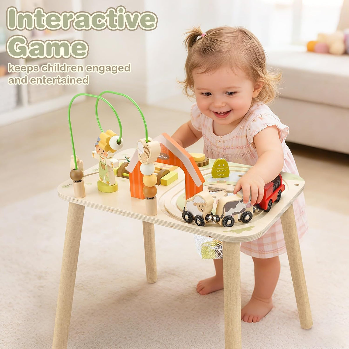 Vanplay 8 in 1 Wooden Activity Table - 10-In-1 Farm-themed - image 2