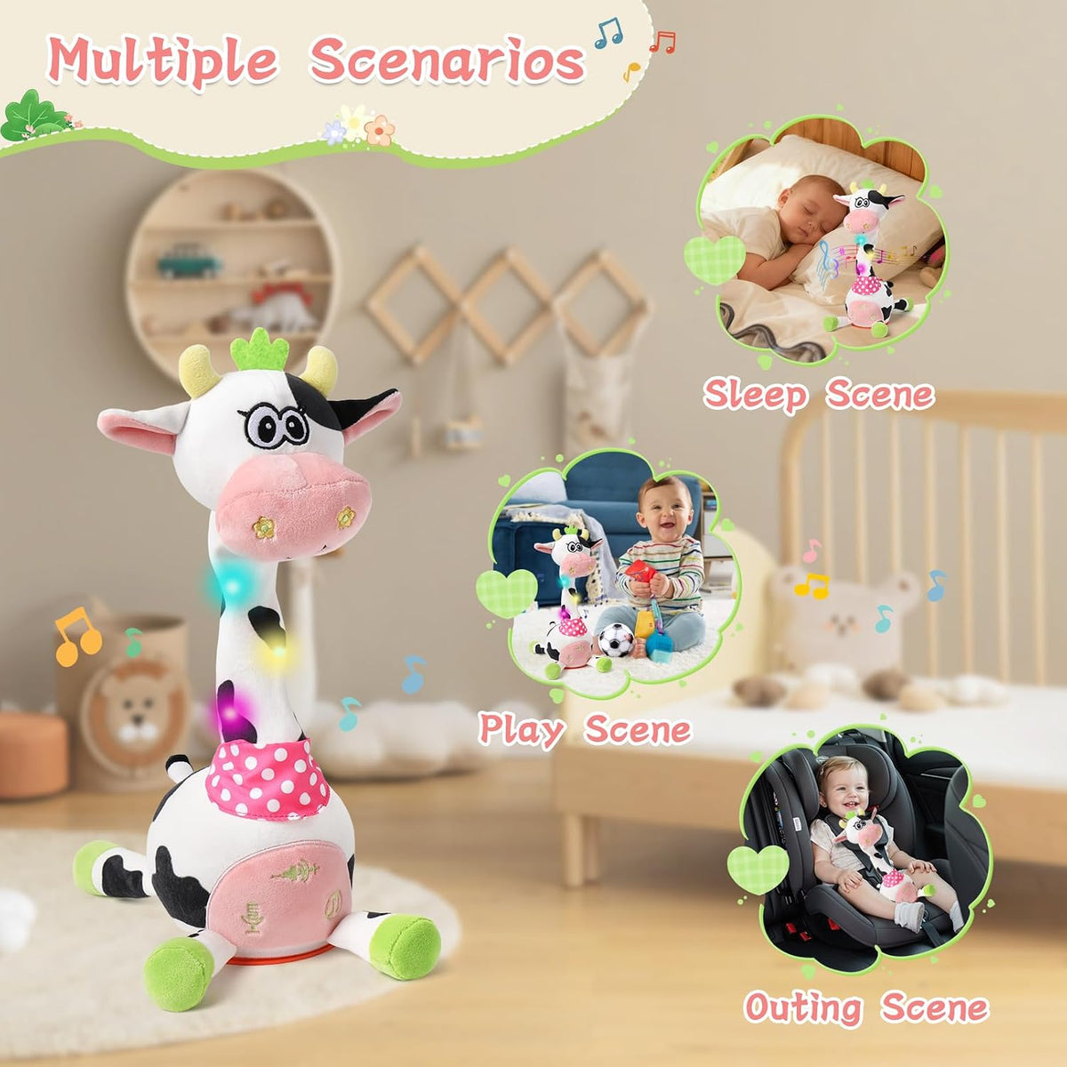 Dancing Talking Giraffe Toy, Singing Giraffe Baby Toys for Kids – Fun for Kids & Family - Cow - image 4