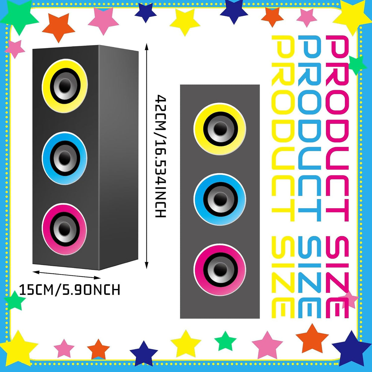 Humyoun 4 piece 80s 90s paper boombox party decoration boxes in colorful print - view 10