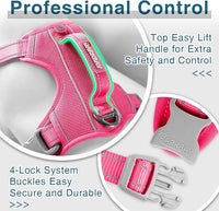 BARKBAY Dog Harness No Pull with ID Tag Pocket - Heavy Duty, Reflective, Easy Control for Large Dogs(Pink,XL)