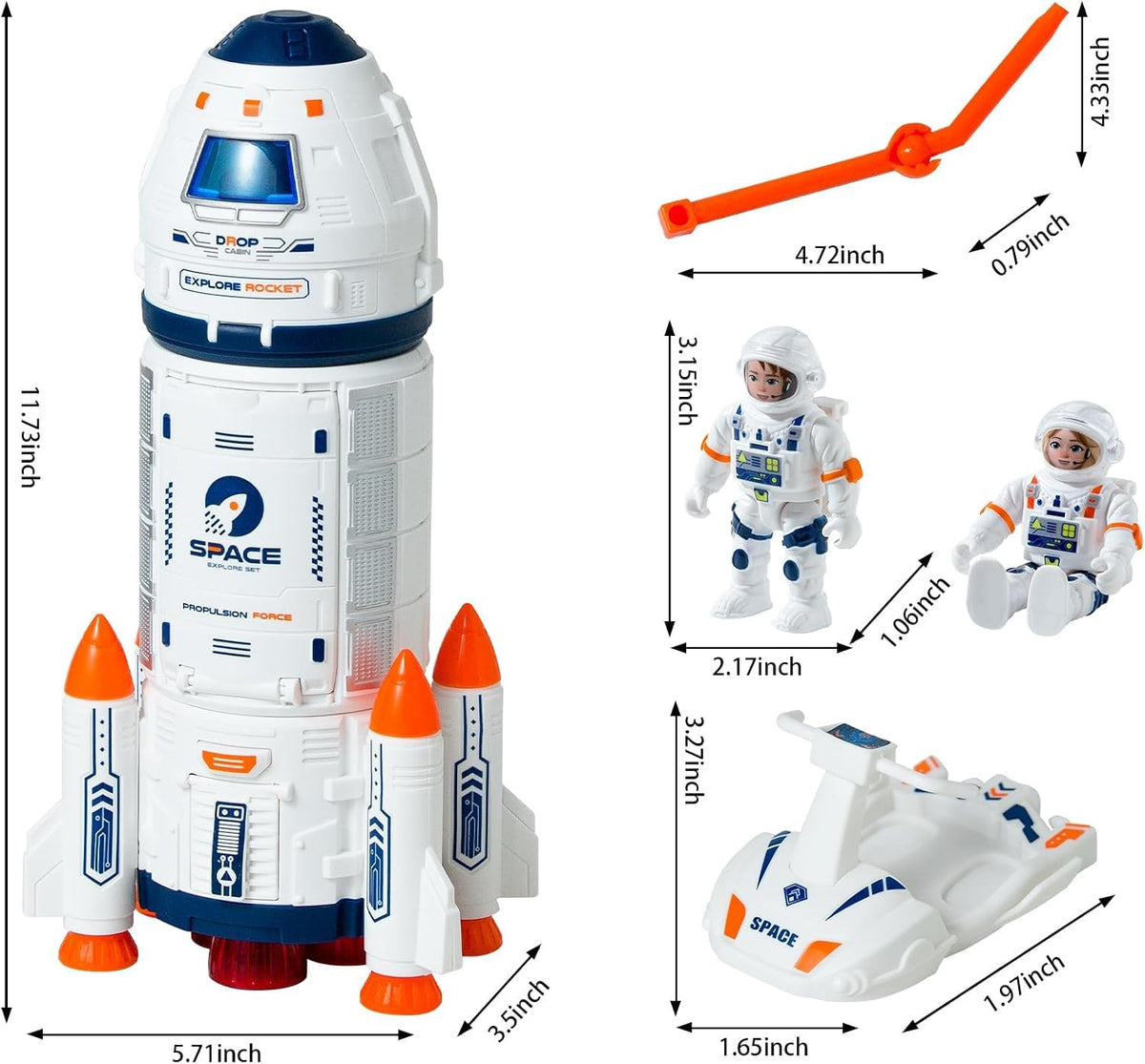 Wbzle space capsule rocket toy with lights, sound and astronaut figure - view 14