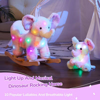 Glow Guards green dinosaur rocking horse with seat belt and plush dinosaur, set of 2 - view 6