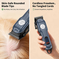 Dog Cordless Grooming Kit Low Noise for Heavy Thick Hair&Coats – Essentials for Dogs - Blue - image 4